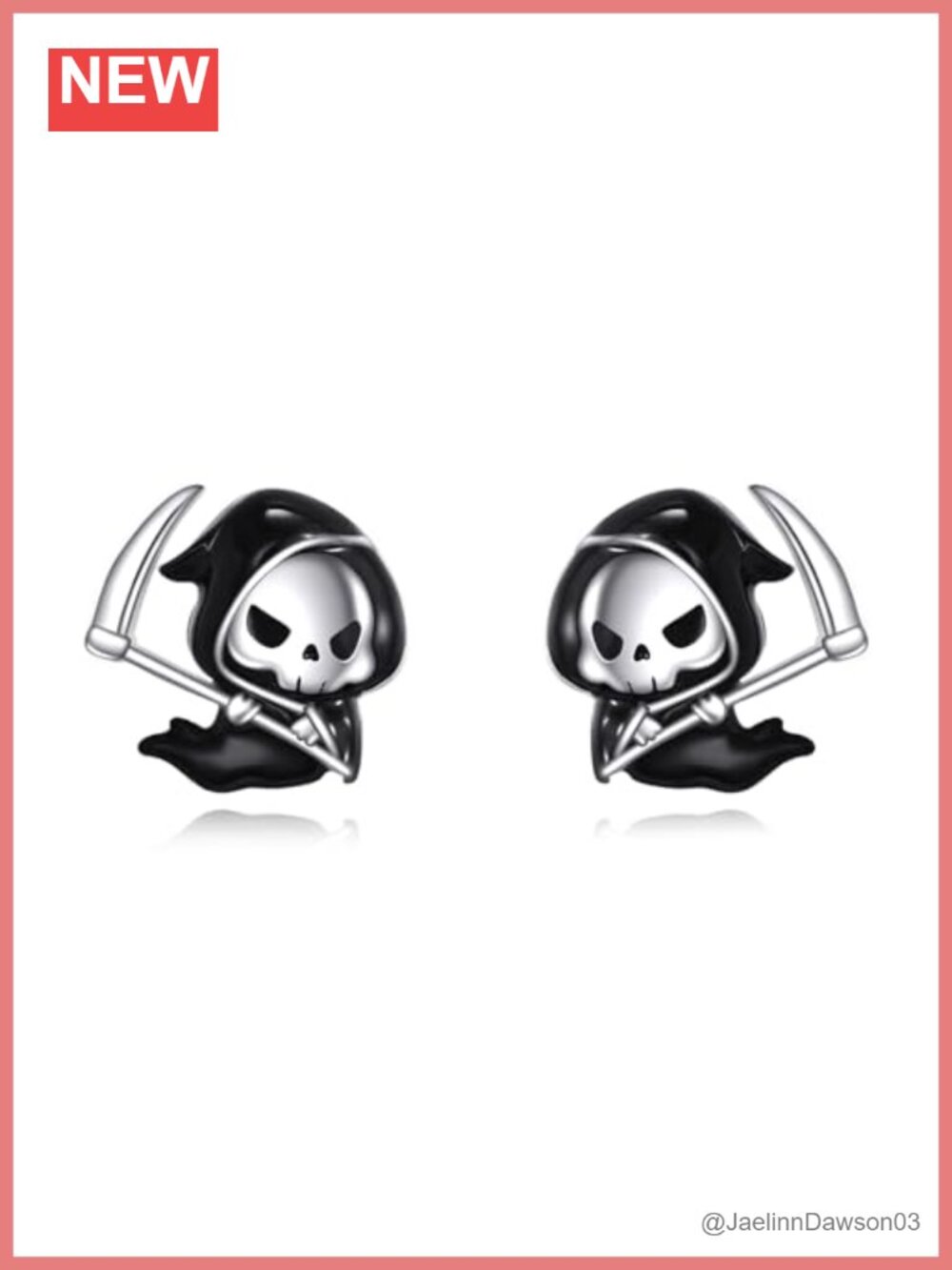 925 Sterling Silver Ghost Bat Skull Stud Earrings Gothic Jewelry